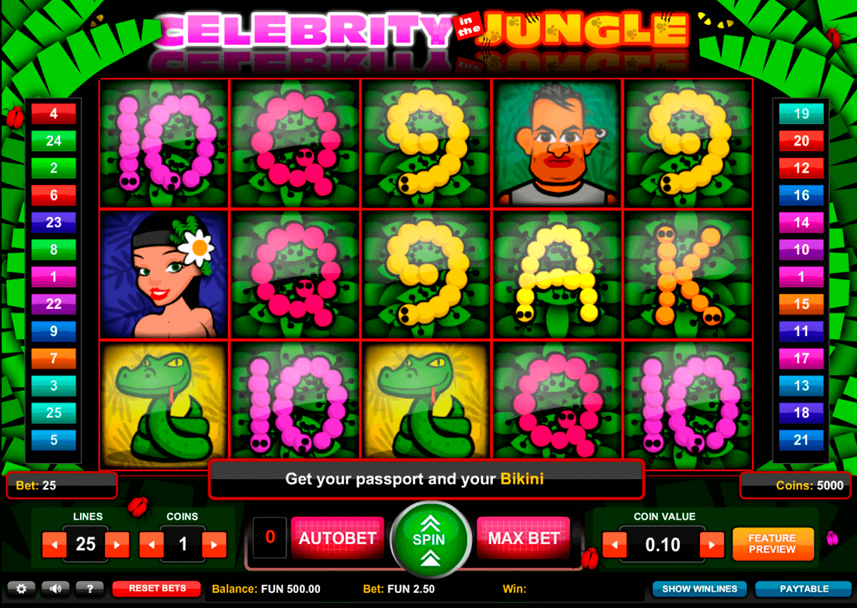celebrity in the jungle gaming spielautomaten