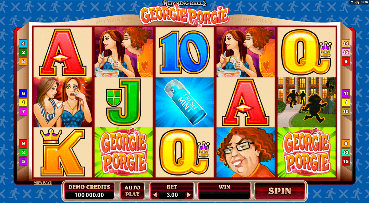 rhyming reels georgie porgie microgaming spielautomaten