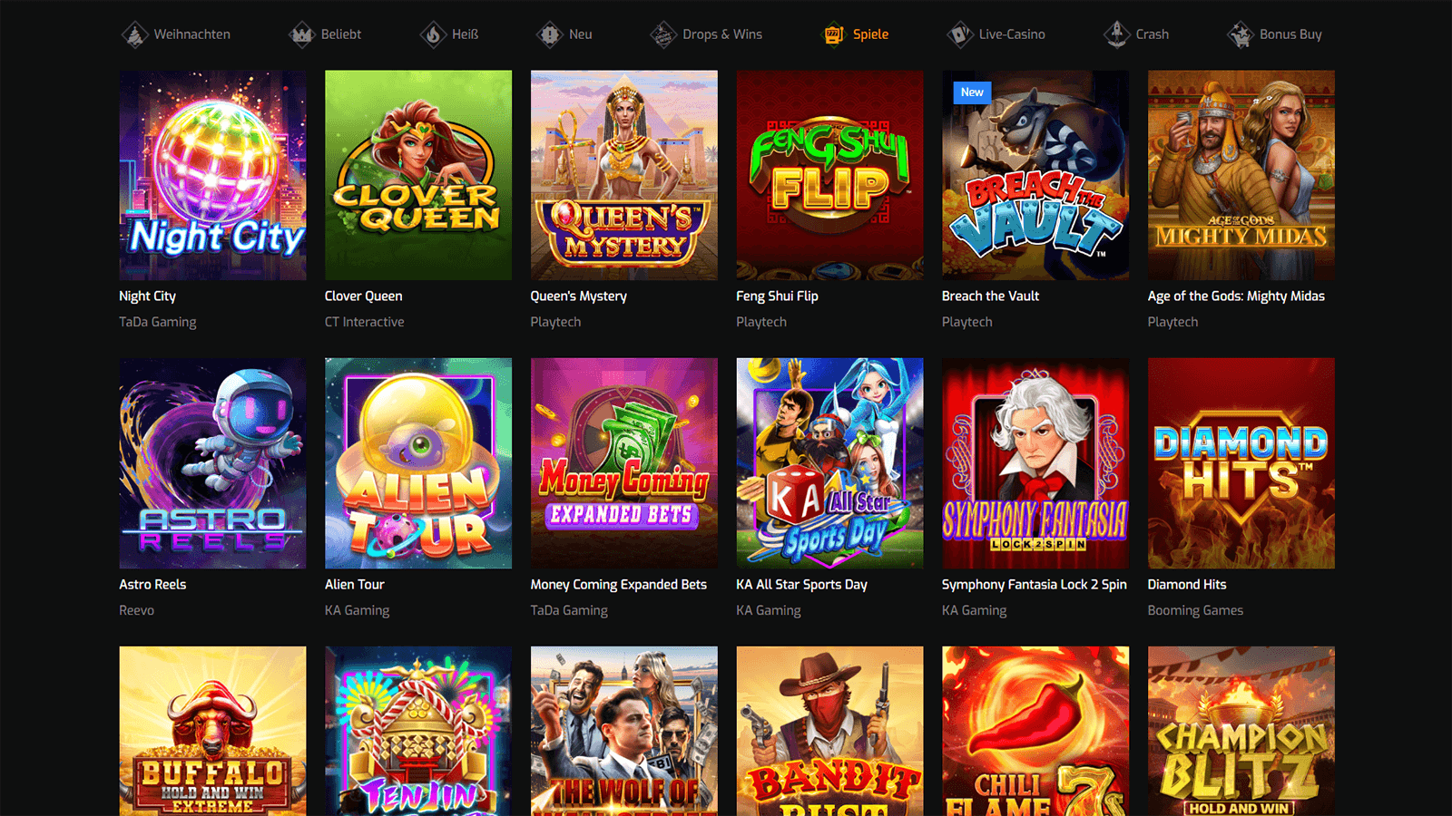 Spiele im Hugo Casino in Deutschland