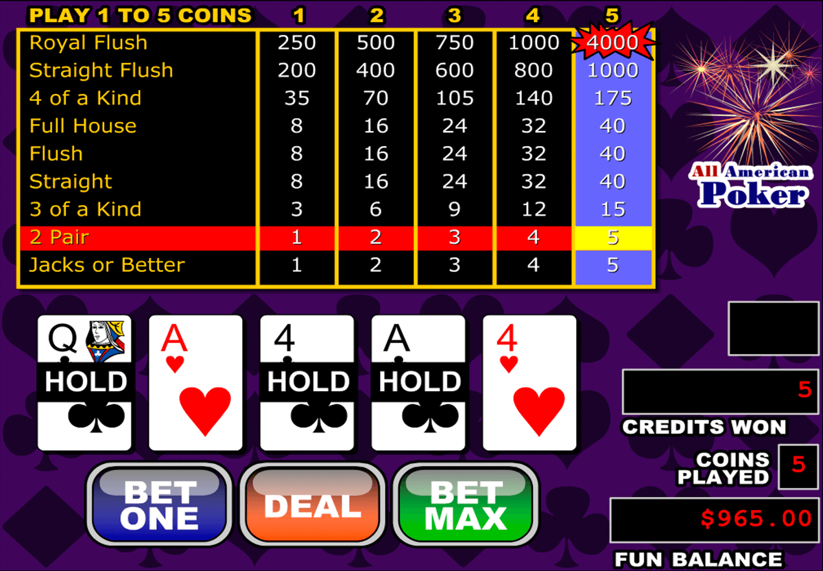 all american video poker rtg