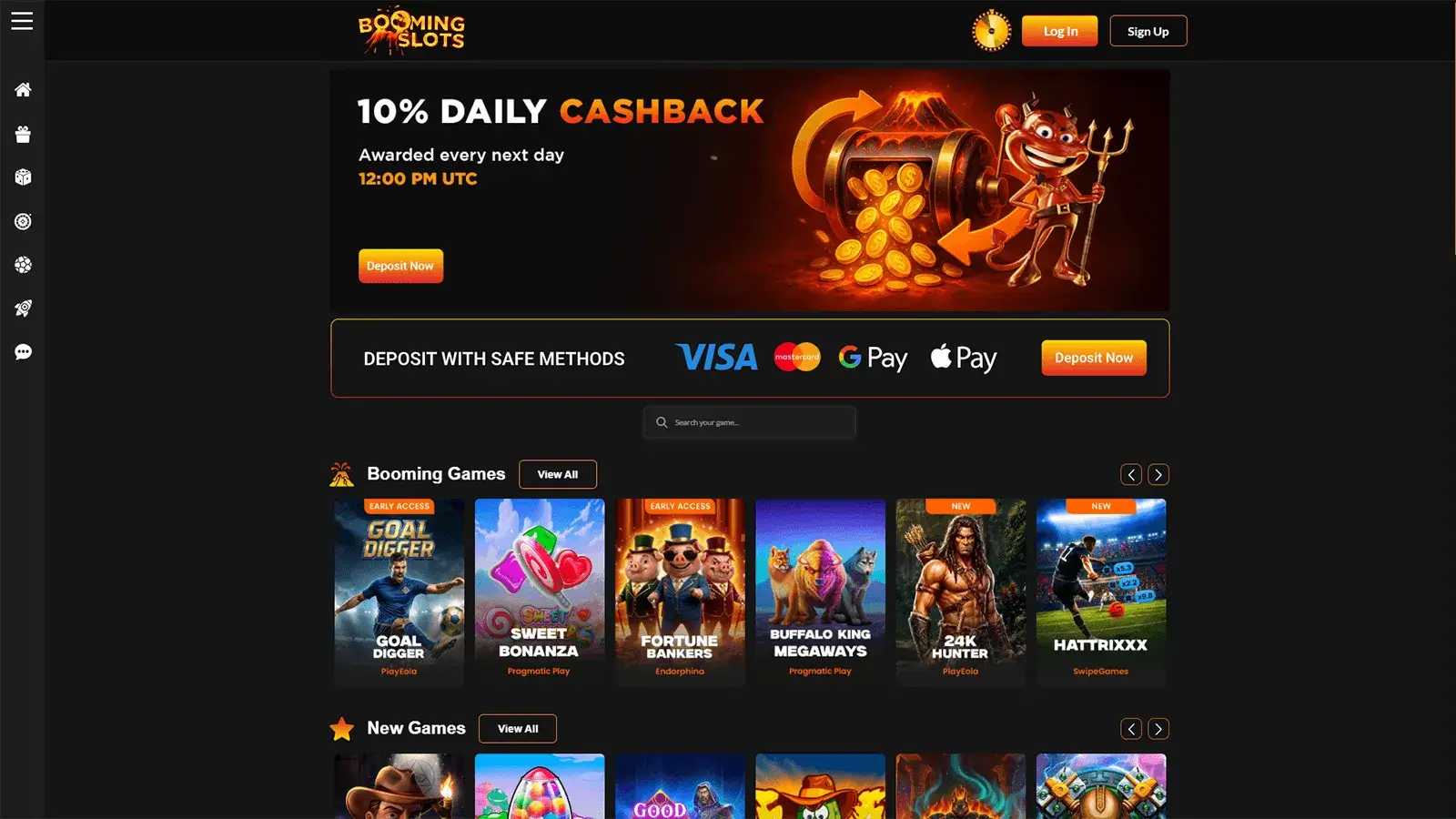 BoomingSlots Casino Homepage in Deutschland