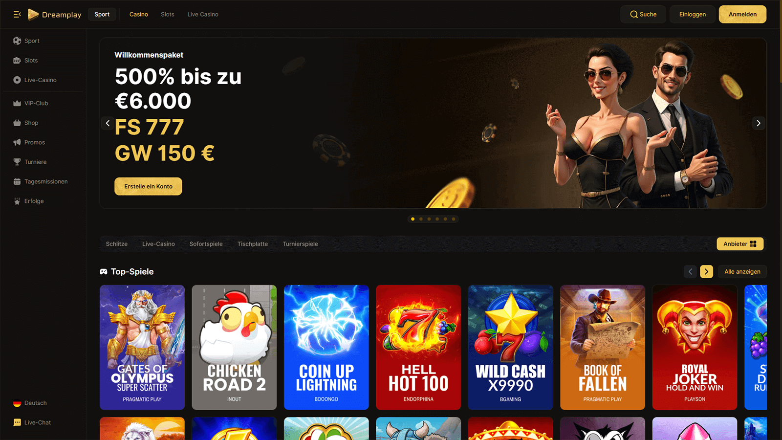 DreamPlay Casino Homepage