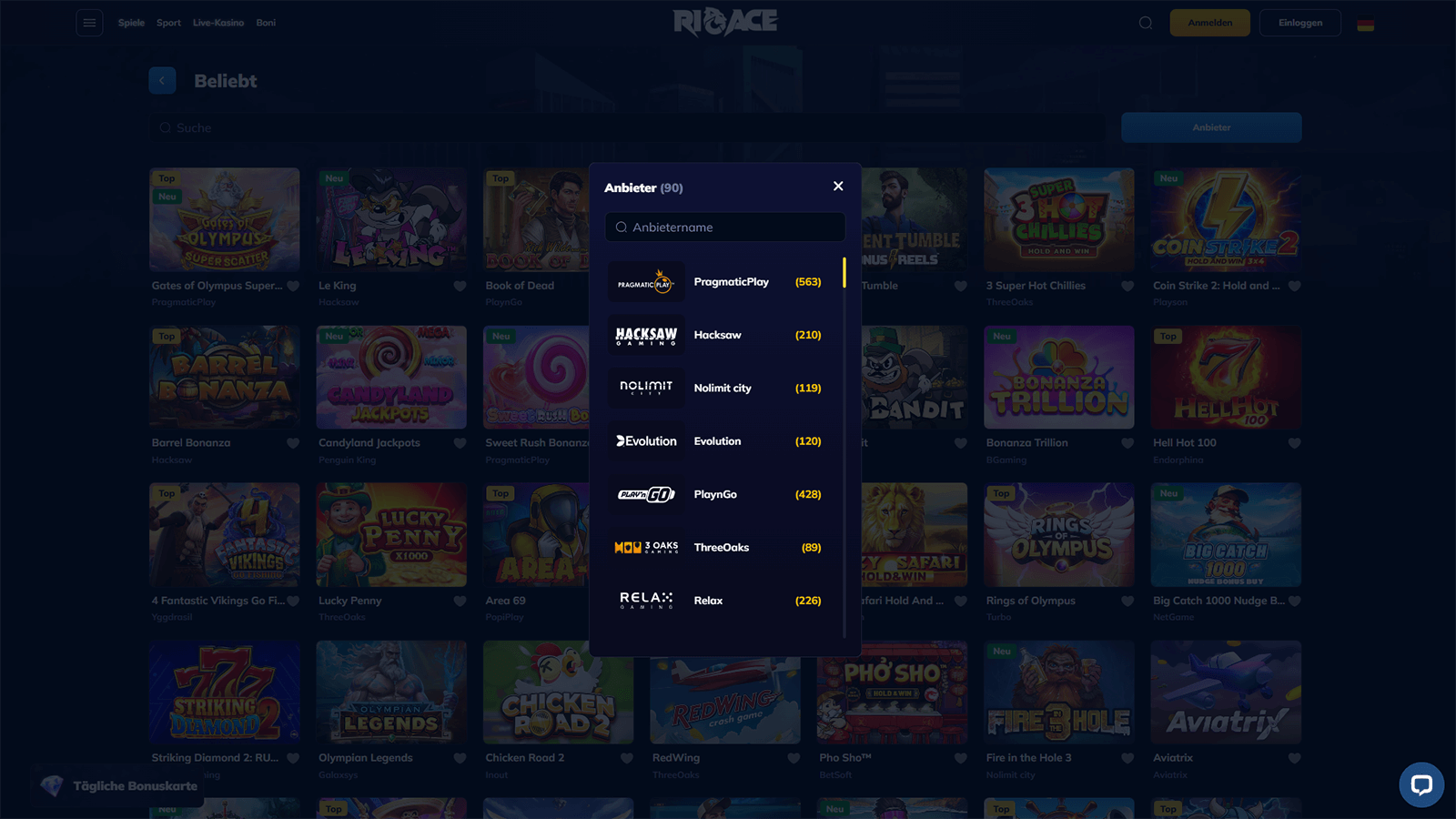 Entwickler von RioAce Casino Spielen