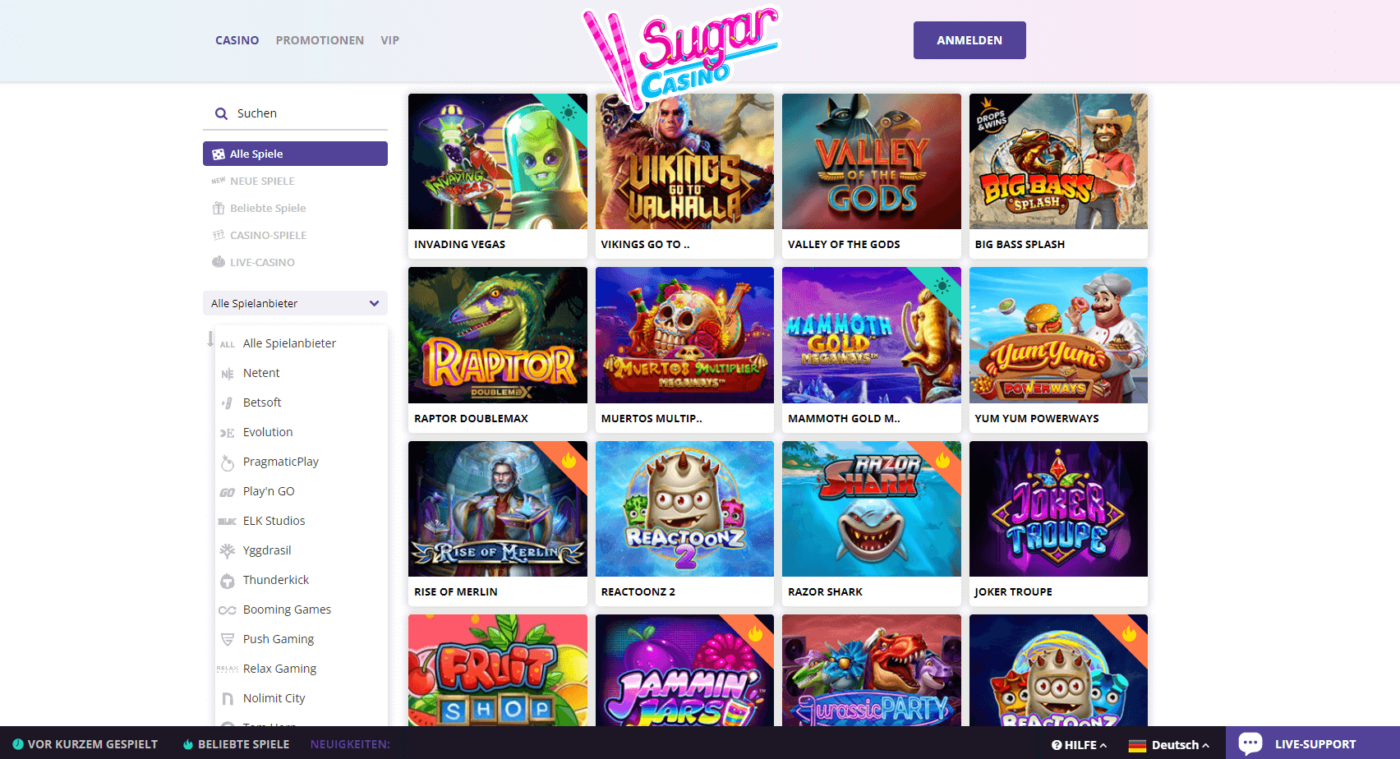 Sugar Casino Betrugtest | €1500 + 100 FS Casino Bonus