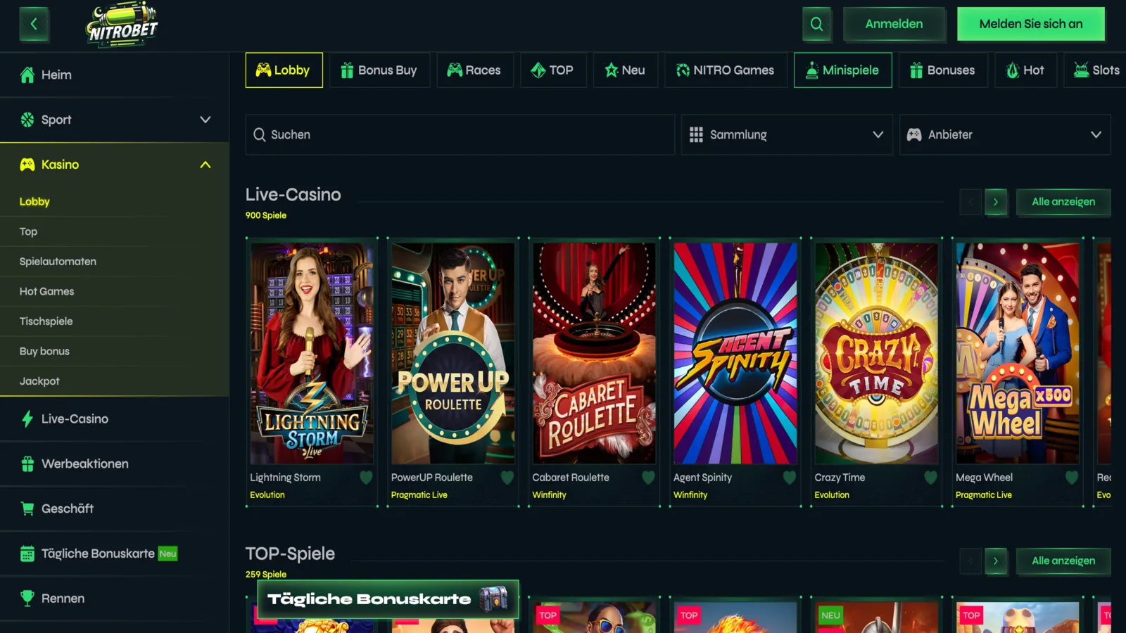 Nitrobet Spiele